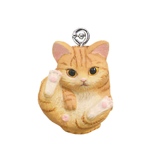 Manmaru Neko Calico Kitten Cat Netsuke Mascot Phone Strap NEW 